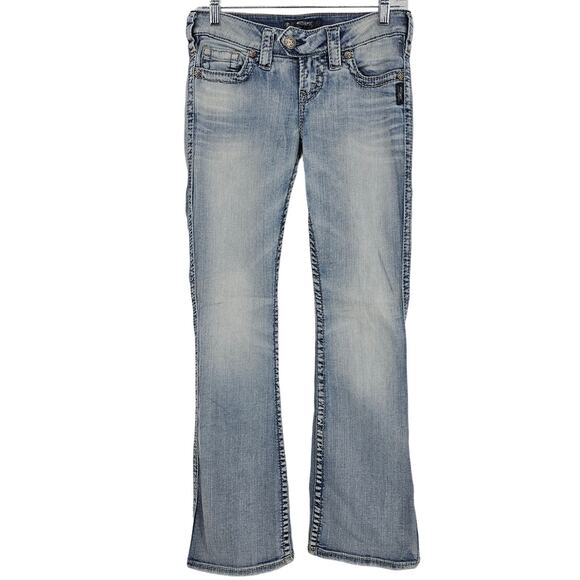 Silver Jeans Co Woman size W26/L31 Tuesday Low Slim Bootcut Denim Blue Jeans Y2K - Picture 3 of 9